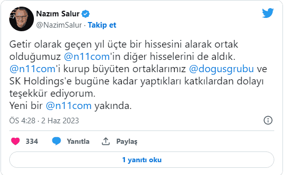 Getir, n11’in tüm hisselerini satın aldı